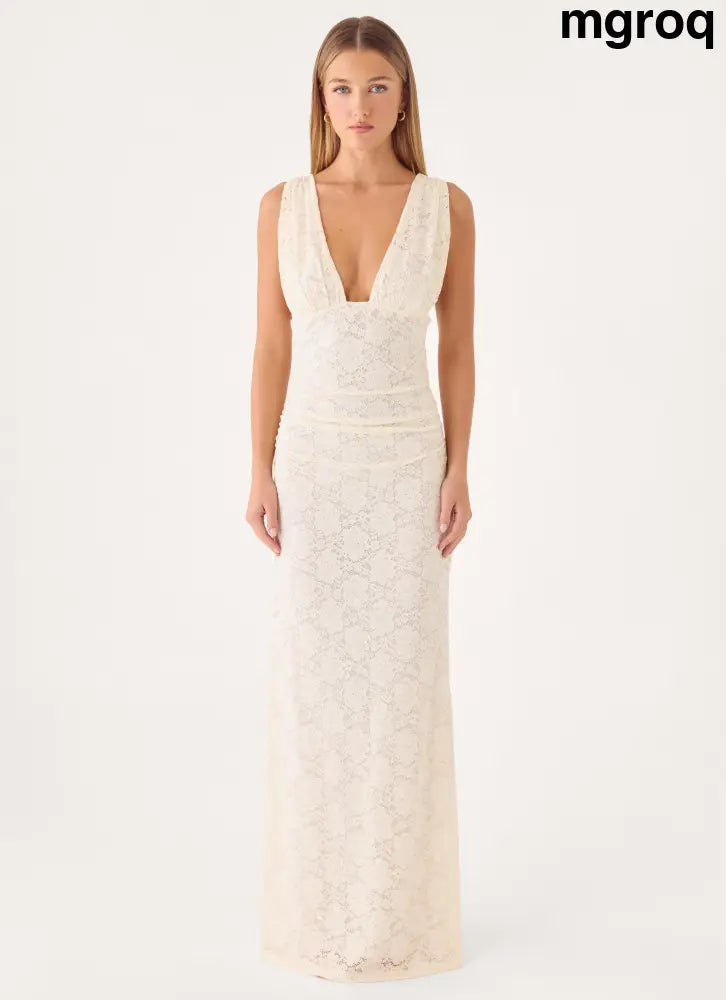 Aarin Lace Maxi Dress - Cream - Maxi Dresses