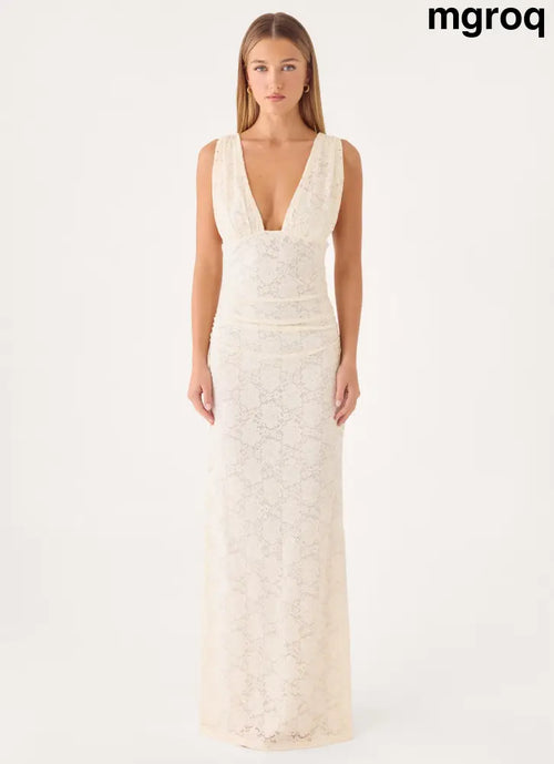 Aarin Lace Maxi Dress - Cream - Maxi Dresses