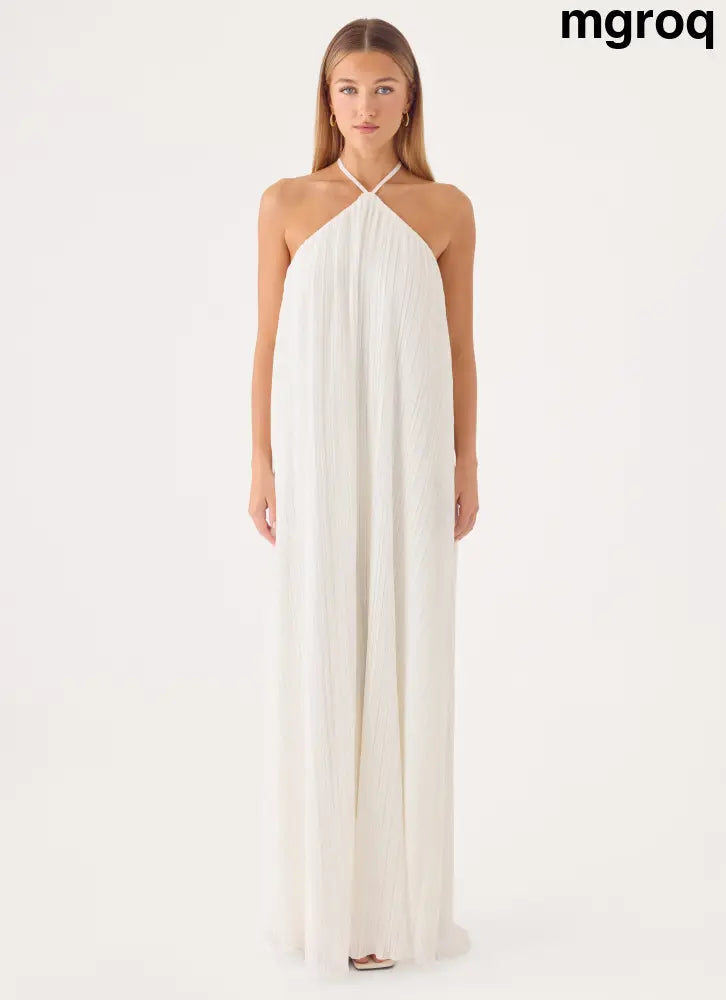 Danni Halter Maxi Dress - White - Maxi Dresses