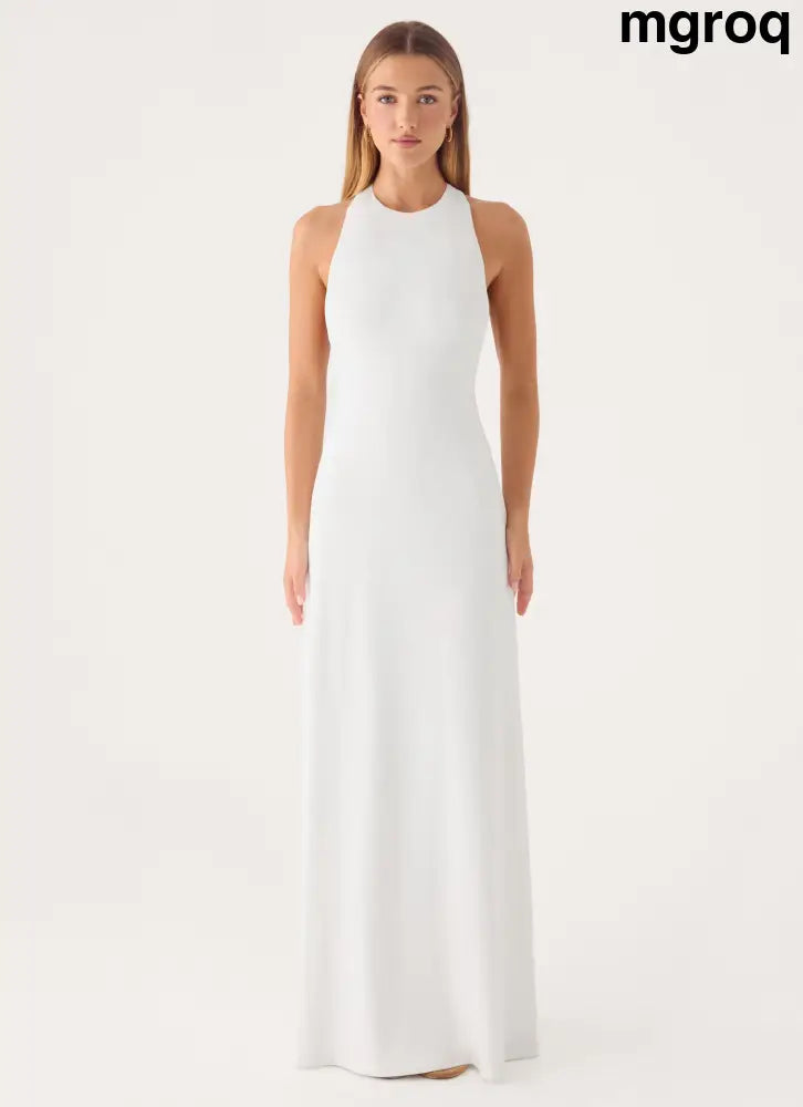 Elliah Cut Out Back Maxi Dress - White - Maxi Dresses