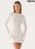 Levara Knit Low Back Mini Dress - White - Mini Dresses