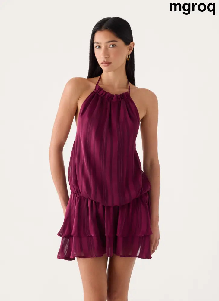 Parade Halter Mini Dress - Plum - Mini Dresses
