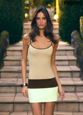 Zaylia Colour Block Mini Dress - Olive - Mini Dresses